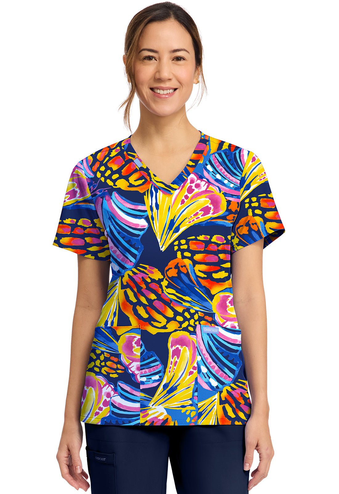 Cherokee - Women's Printed V-Neck Top