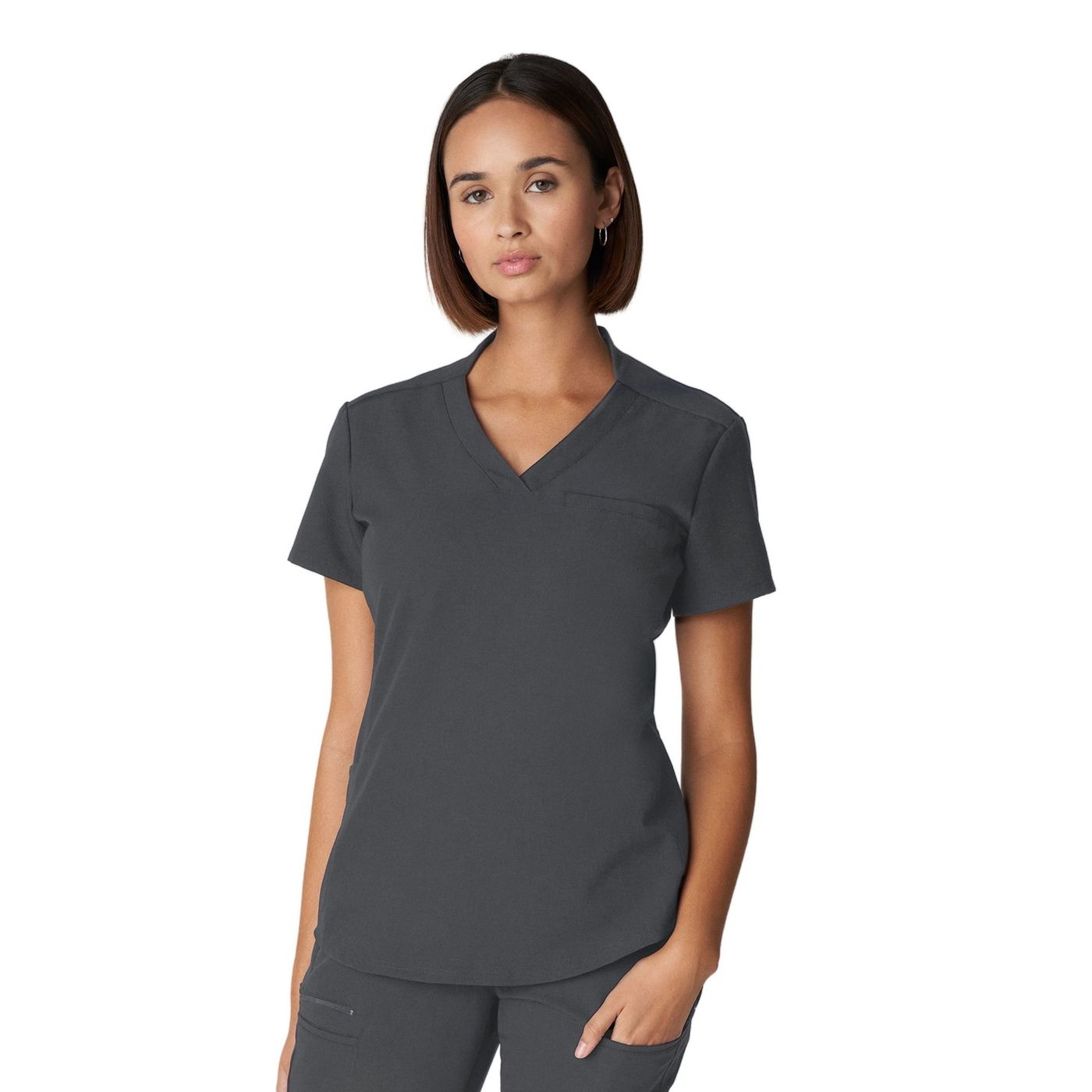 WT110 White Cross V-Tess Women's Jersey Knit Contrast Scrub Top