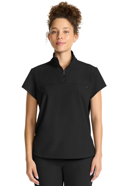 HH752-Healing Hands Women's Partial Zip Stand Collar Top