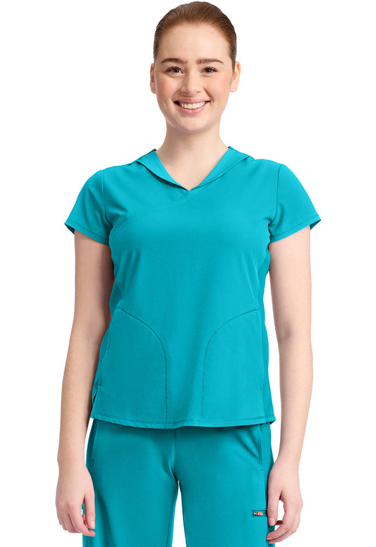 IN635A - Cherokee Women's 2-Pocket Mock-Wrap V-Neck Top