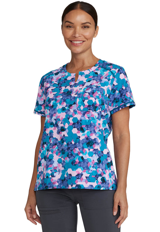 IP723- Cherokee-Women Round Neck Print Top
