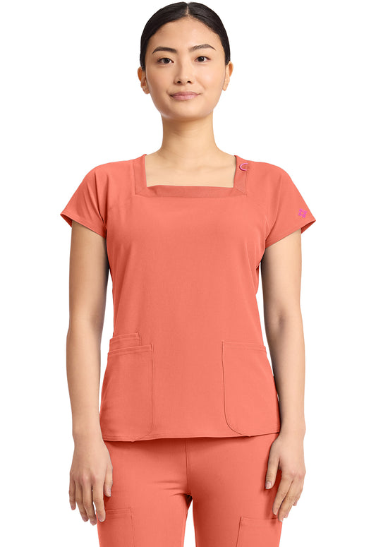 MC704 - Cherokee Women's 3-Pocket Square Neck Top