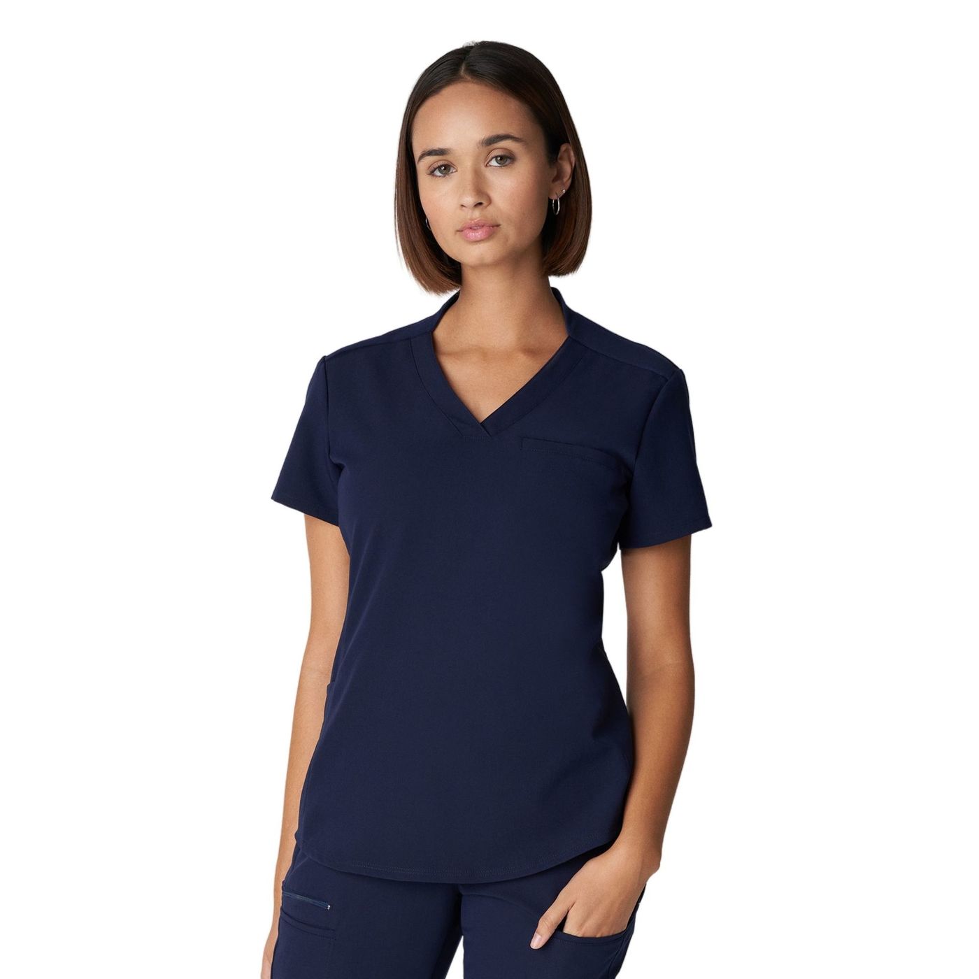 WT110 White Cross V-Tess Women's Jersey Knit Contrast Scrub Top