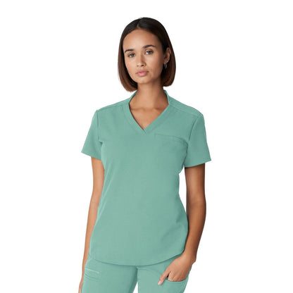 WT110 White Cross Vtess Women's Jersey Knit Contrast Scrub Top