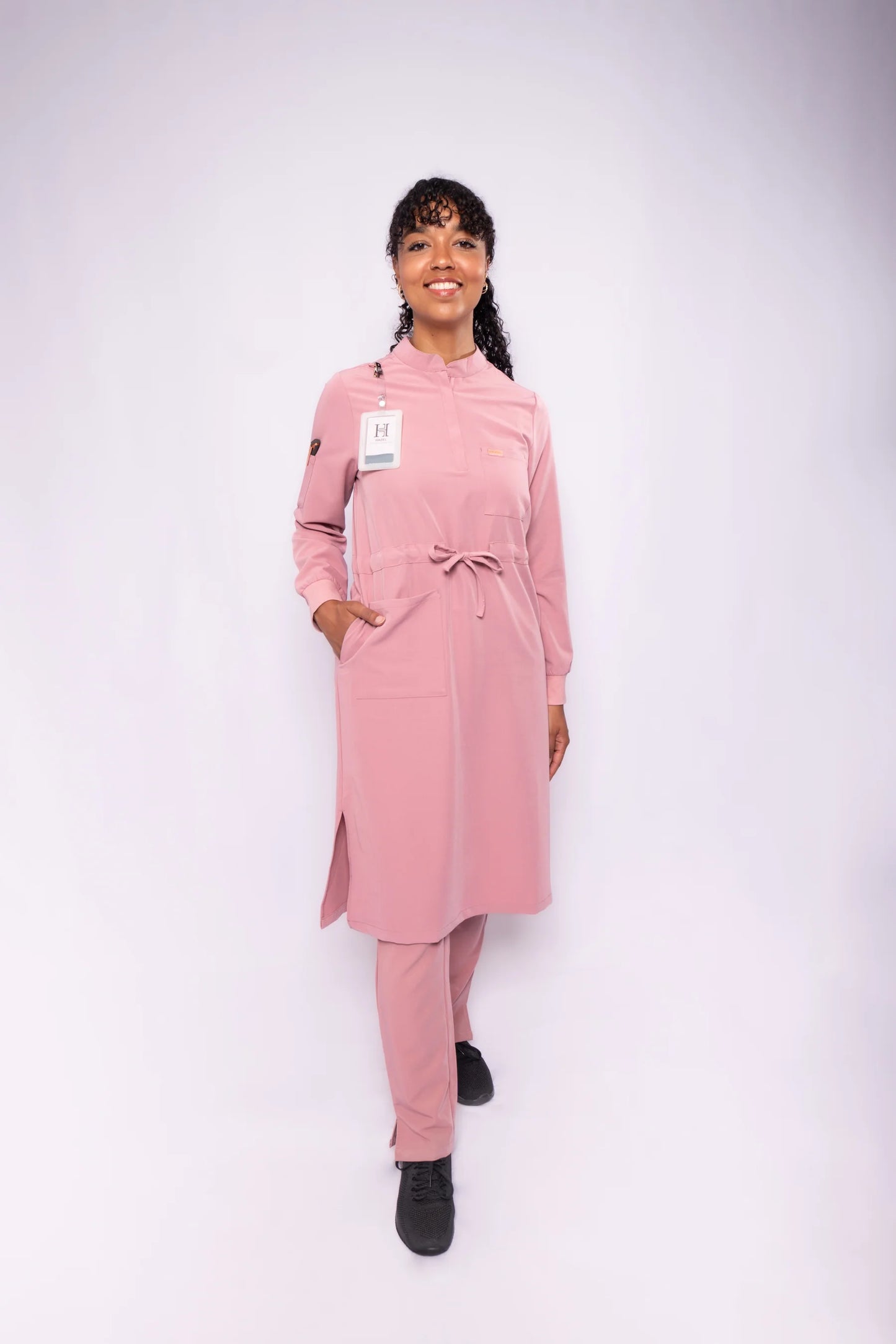 Long Sleeved Scrub Top Hazel Camellia