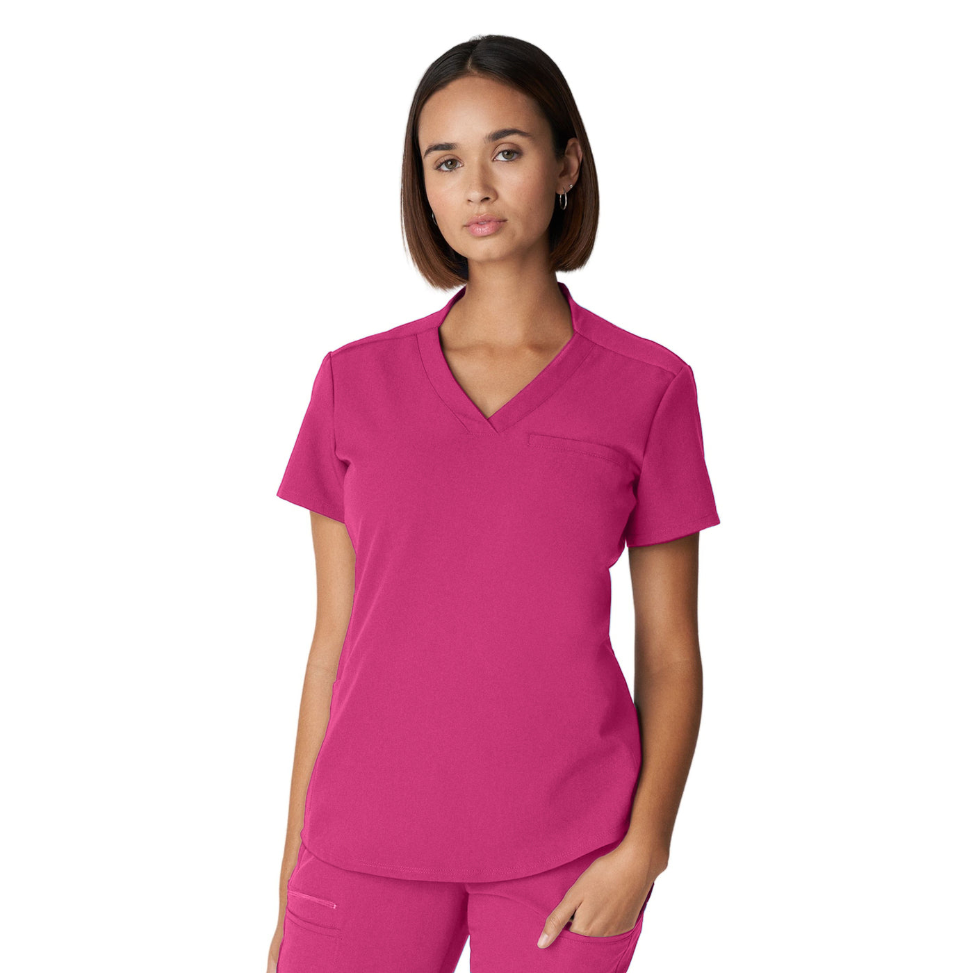 WT110 White Cross V-Tess Women's Jersey Knit Contrast Scrub Top