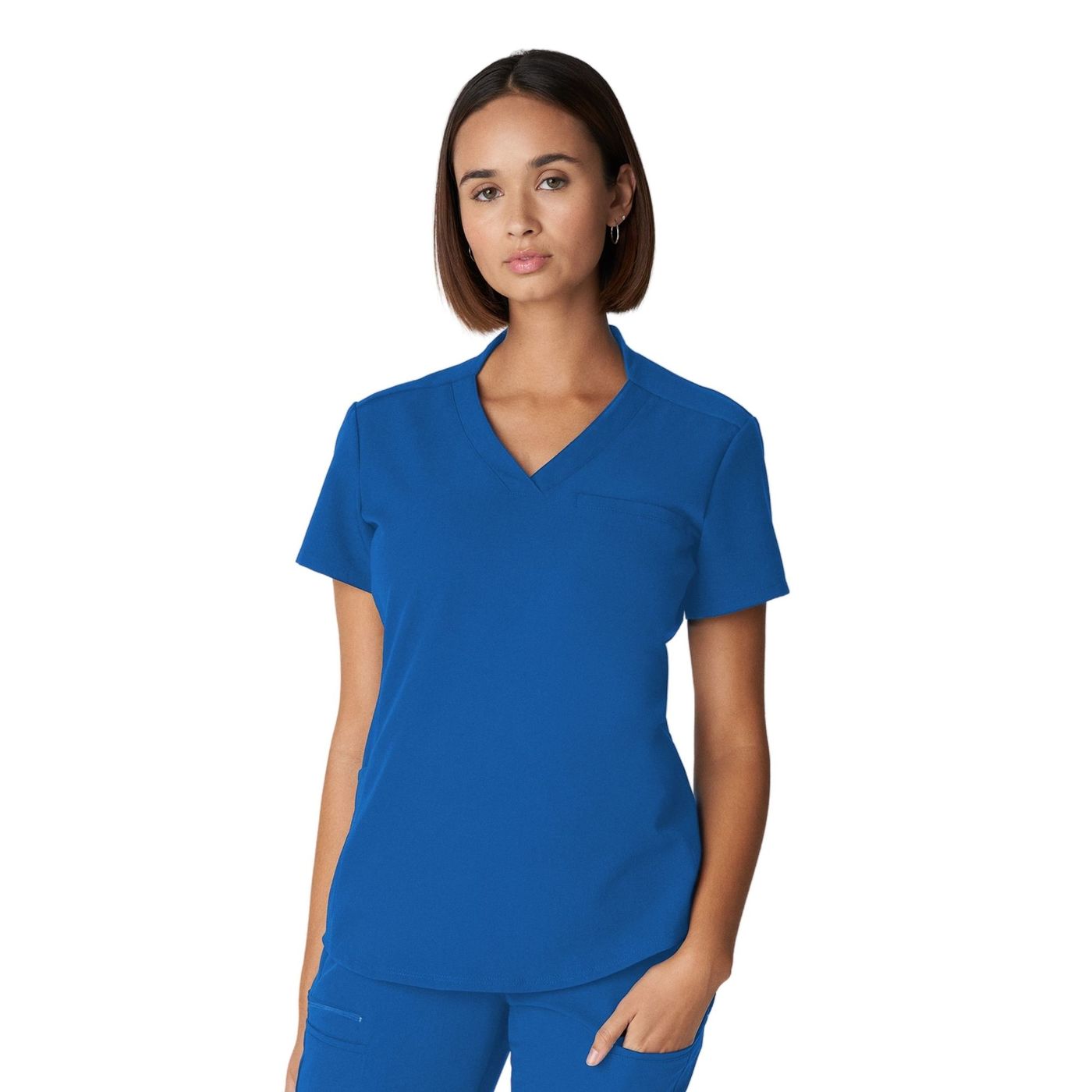 WT110 White Cross Vtess Women's Jersey Knit Contrast Scrub Top