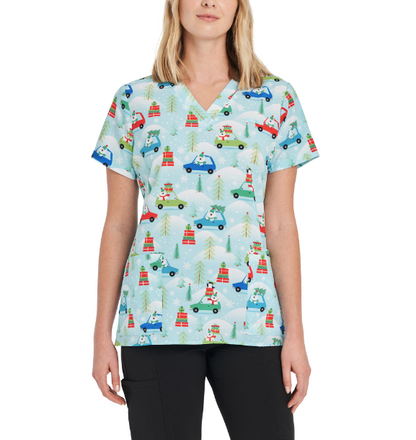 618PLCM - Polar Commute printed V-neck top