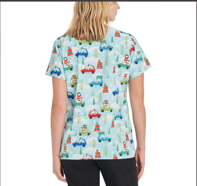 618PLCM - Polar Commute printed V-neck top