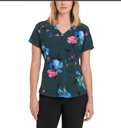 WT307ELFL - Women's 2 pocket V neck scrub top