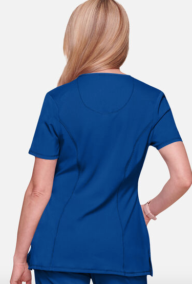 2624A Women's Split Round Neck Solid Scrub Top