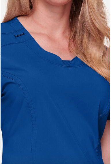 2624A Women's Split Round Neck Solid Scrub Top