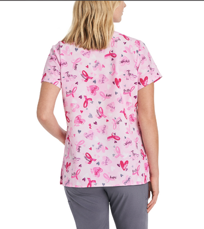 618HFBC - Hope and Faith Breast Cancer Awareness Women's Printed Top