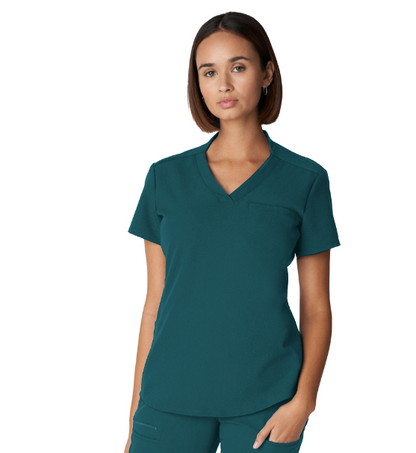 WT110 White Cross V-Tess Women's Jersey Knit Contrast Scrub Top
