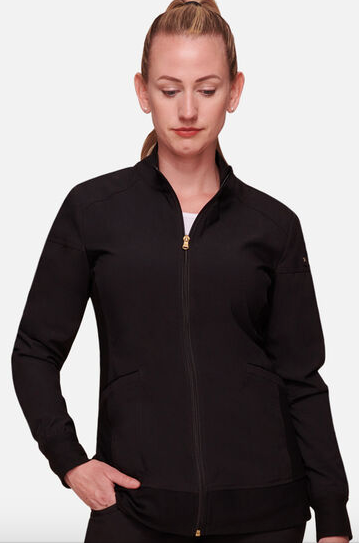 CK303: Women's Zip Front Warm-Up Solid Scrub Jacket