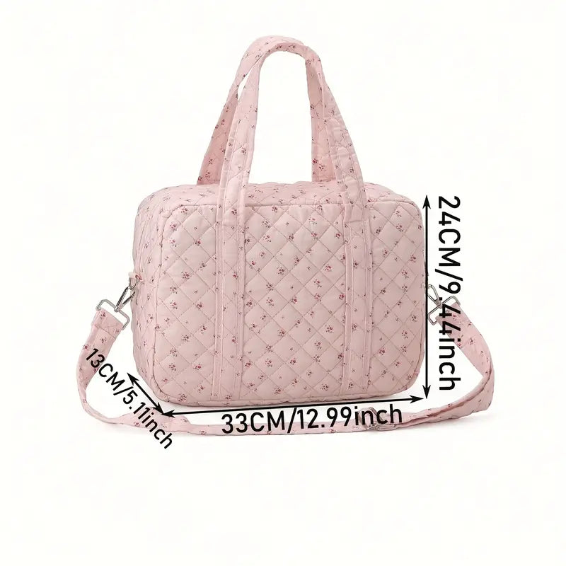 Soft Floral Nurse Bag/Hand Bag/Lunch Bag with Full Front Pocket