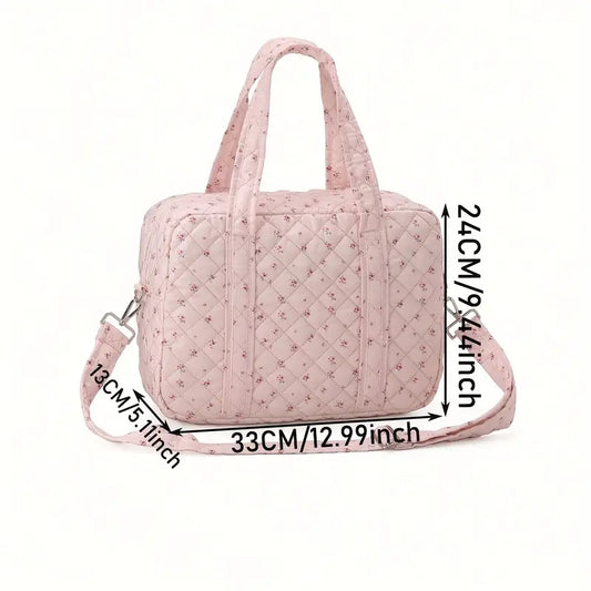Soft Floral Nurse Bag/Hand Bag/Lunch Bag with Full Front Pocket