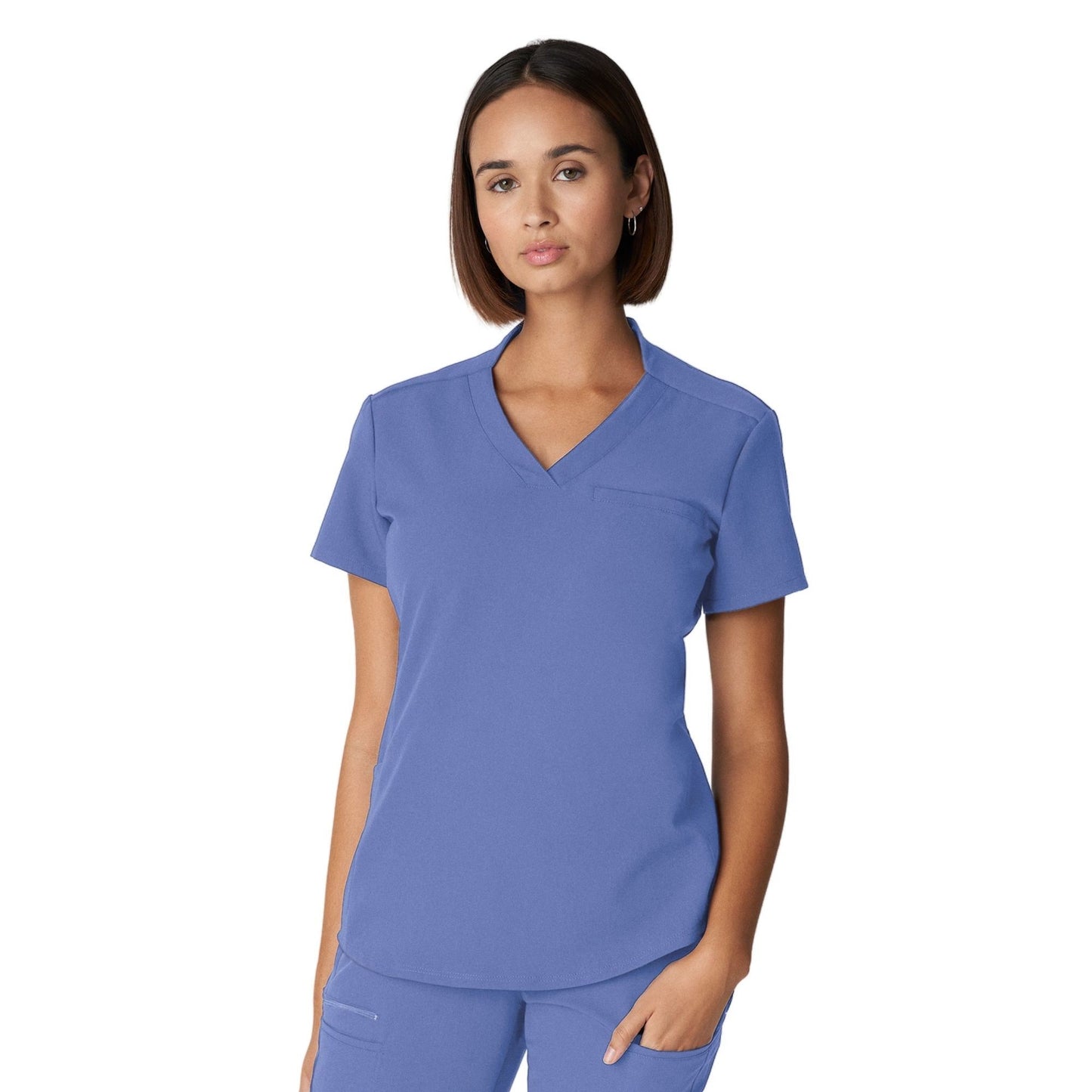 WT110 White Cross Vtess Women's Jersey Knit Contrast Scrub Top