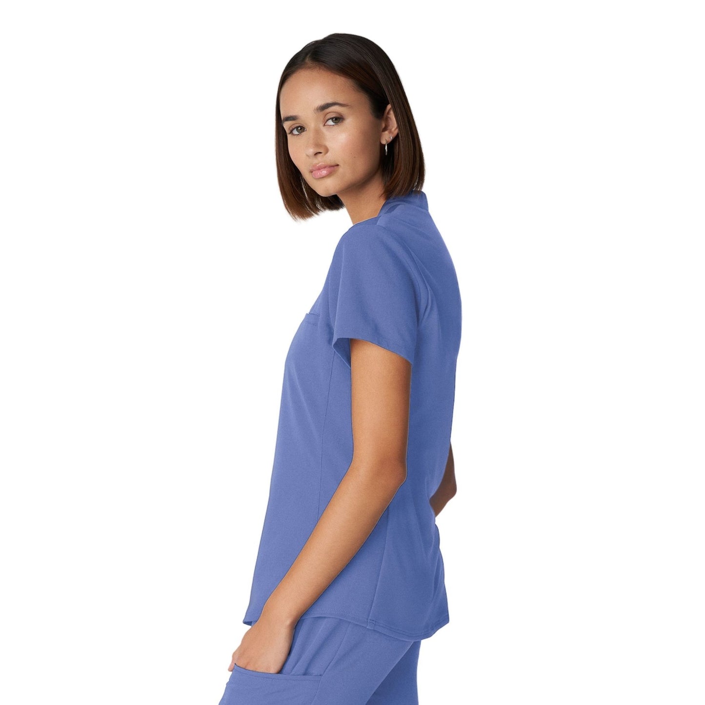 WT110 White Cross V-Tess Women's Jersey Knit Contrast Scrub Top