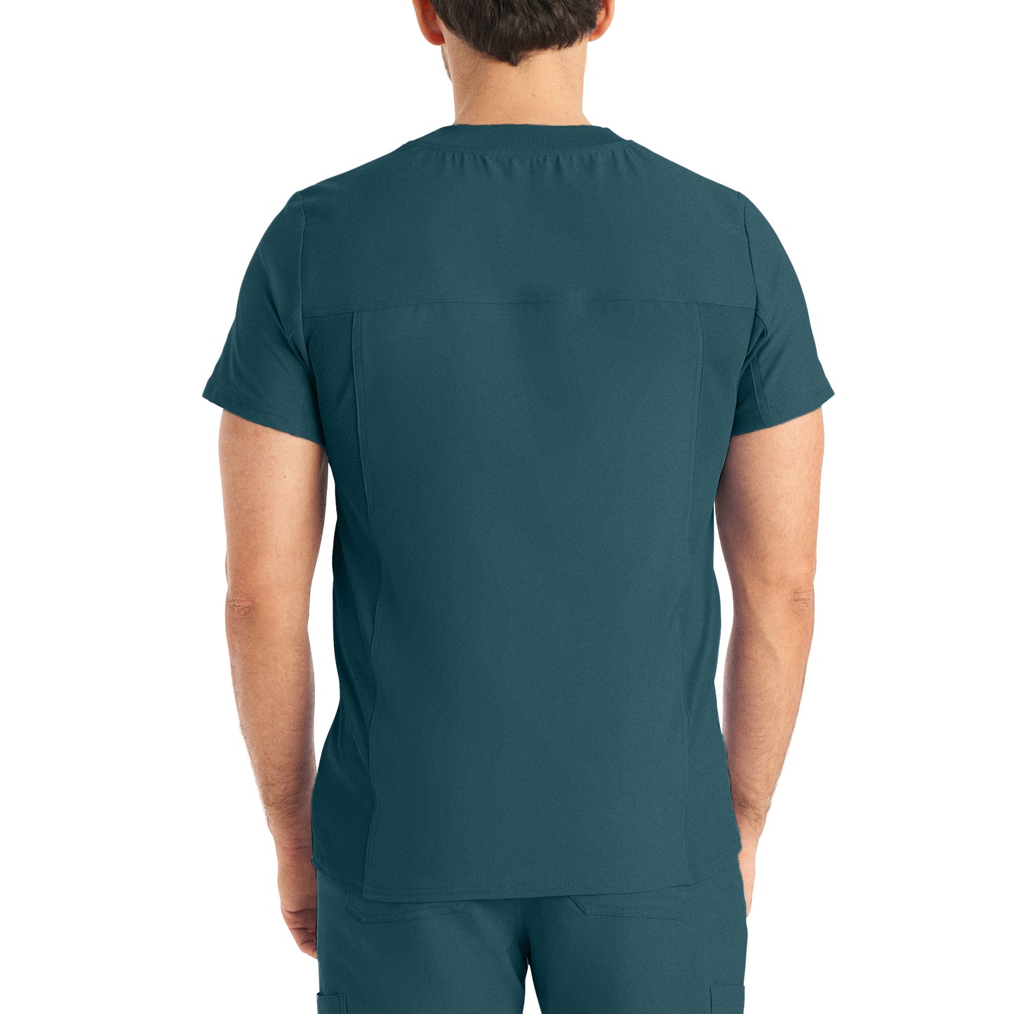 LT110: White Cross Landau Forward Men's V Neck Scrub Top
