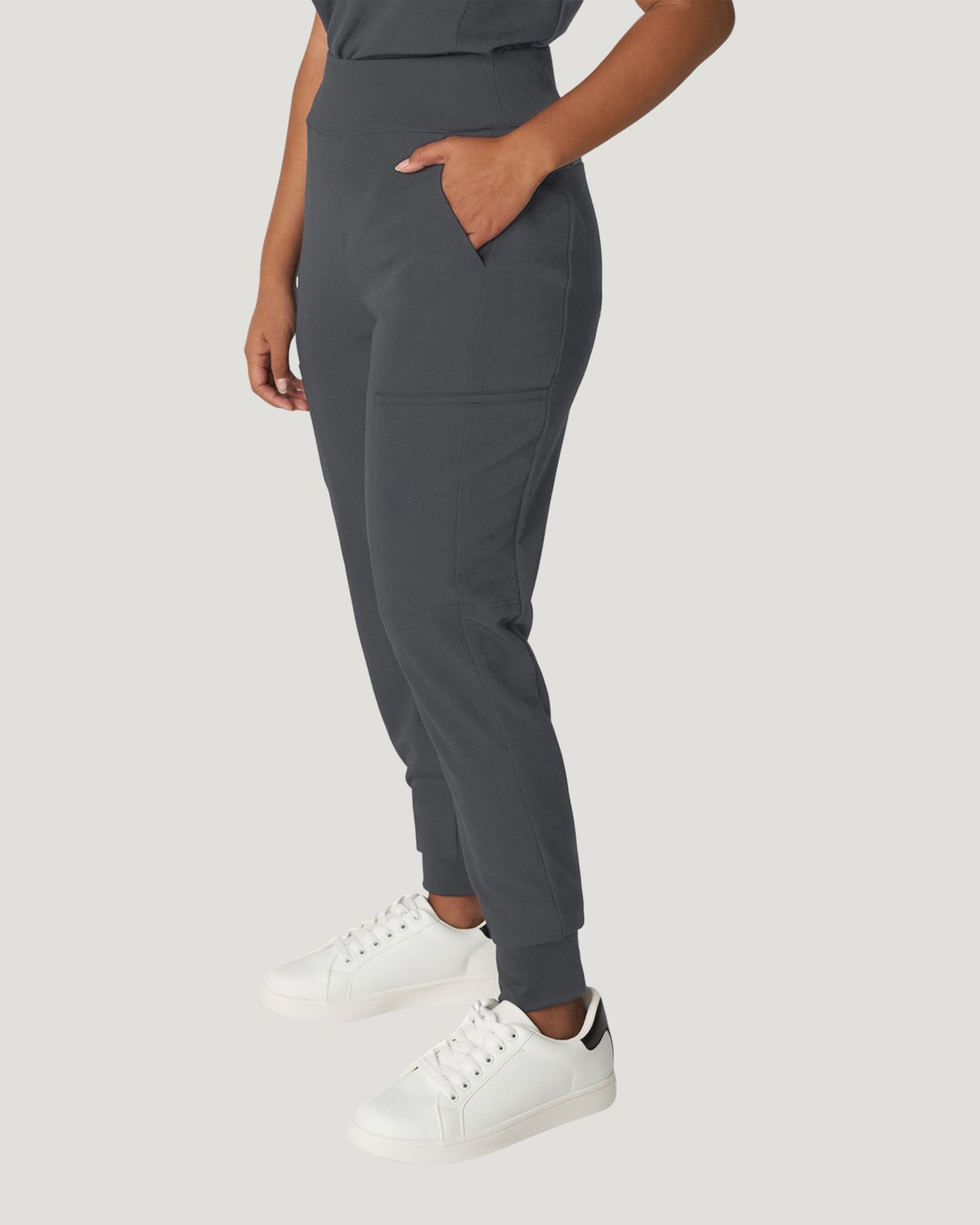 WB410 White Cross V-Tess Women's Jogger Pants with Jersey Knit Contrast 6 Pockets