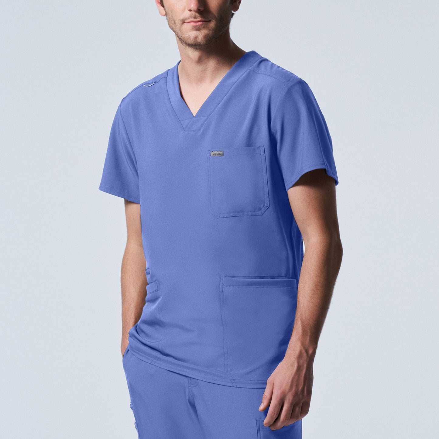 LT110: White Cross Landau Forward Men's V Neck Scrub Top