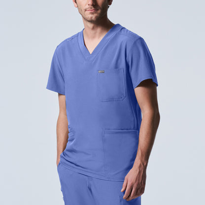 LT110: White Cross Landau Forward Men's V Neck Scrub Top