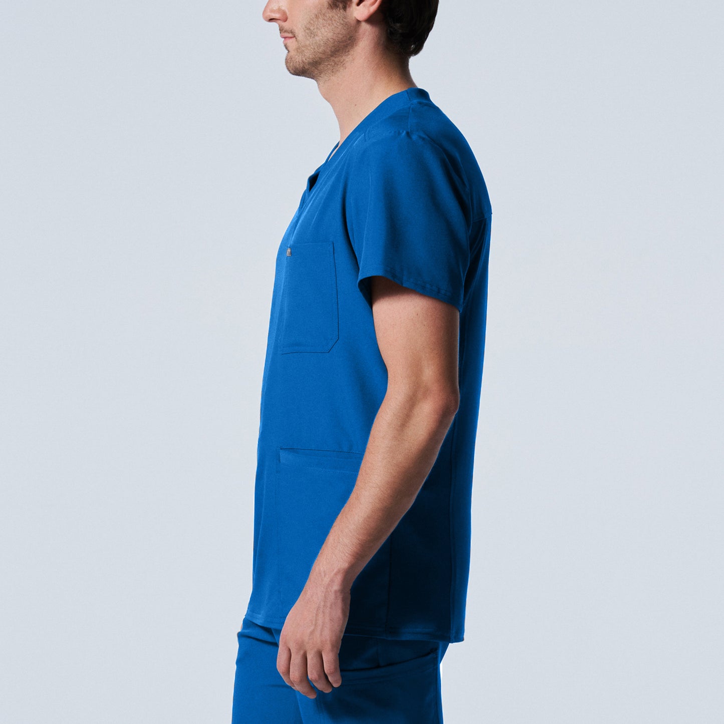 LT110: White Cross Landau Forward Men's V Neck Scrub Top