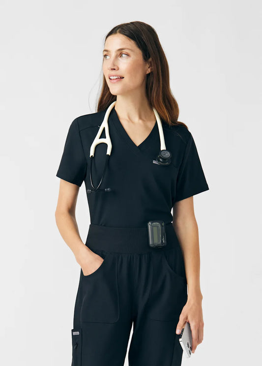 Landau Forward Women's Curved Hem Tuck-In V-Neck Top