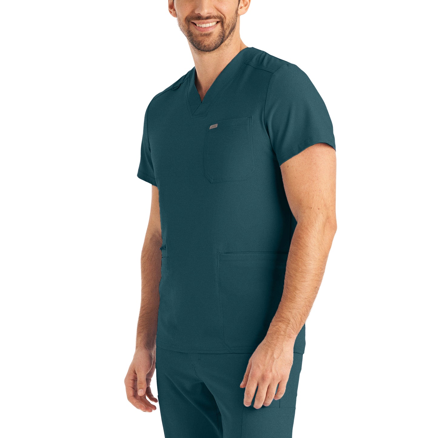 LT110: White Cross Landau Forward Men's V Neck Scrub Top