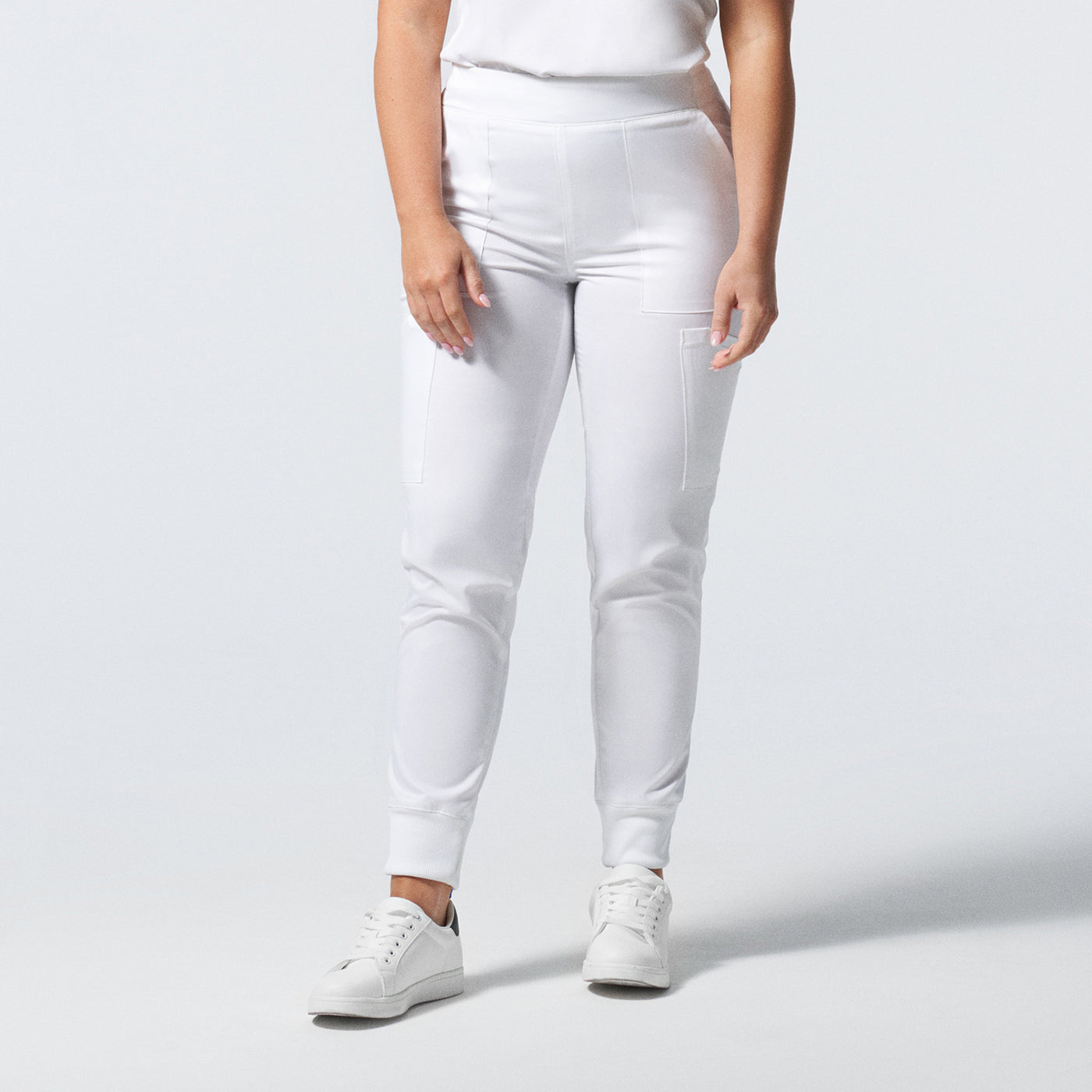 LB406P White Cross Landau Proflex Women's Petite Jogger Bottoms