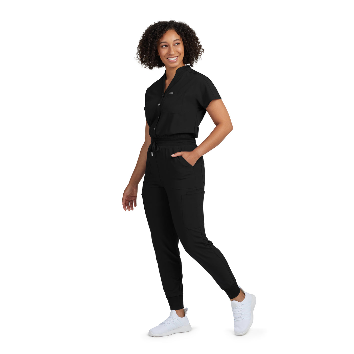 LO603 - White Cross Landau Women's 8- Pocket Cargo Scrub Jump Suit