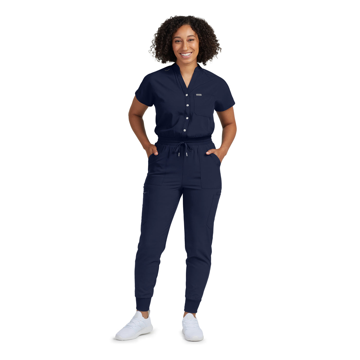 LO603 - White Cross Landau Women's 8- Pocket Cargo Scrub Jump Suit