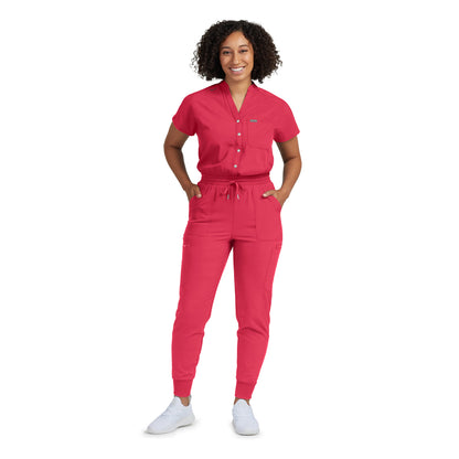 LO603 - White Cross Landau Women's 8- Pocket Cargo Scrub Jump Suit