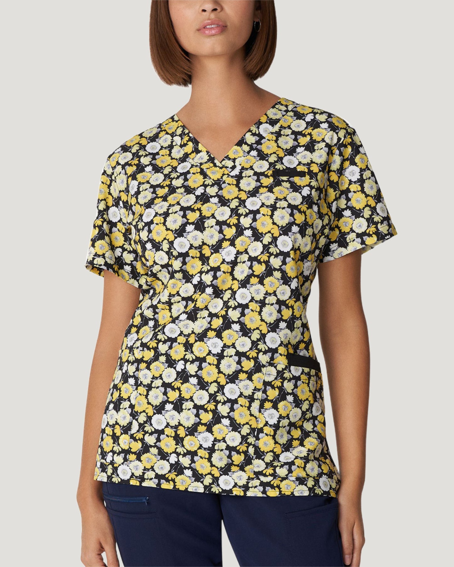 618SNDA - SUNSHINY DAY PRINTED V-NECK TOP