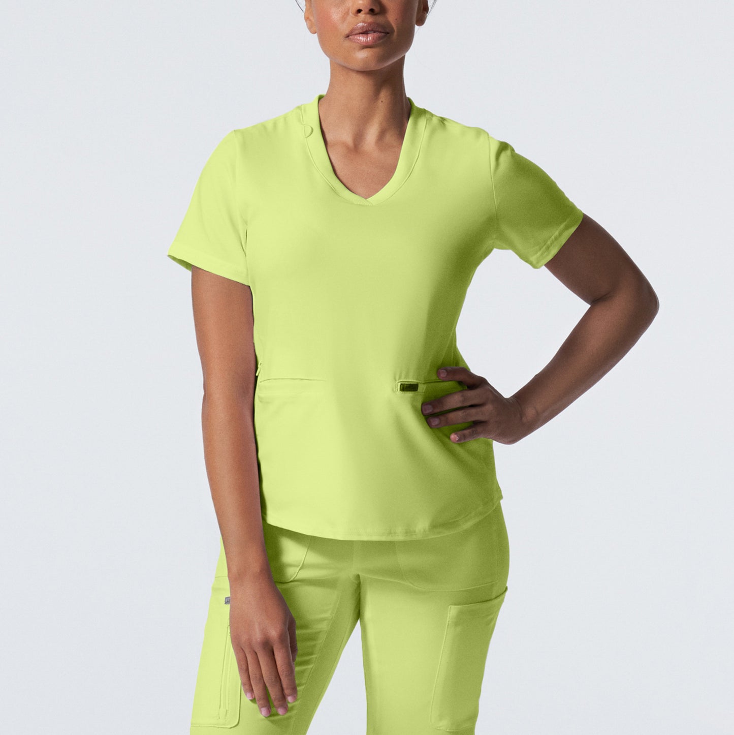 LT100 White Cross Landau Forward - Rib Knit V-neck Top