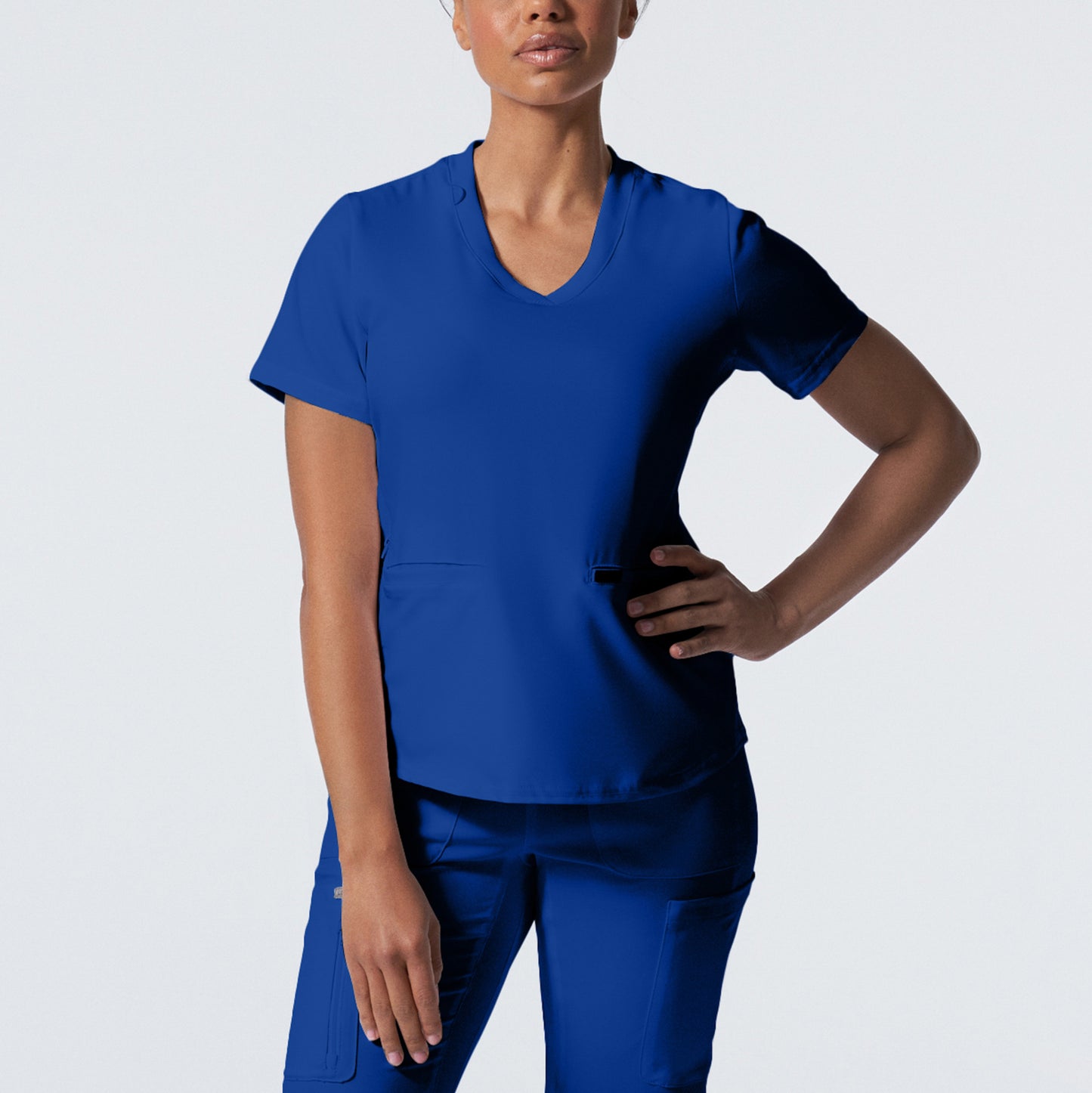 LT100 White Cross Landau Forward - Rib Knit V-neck Top