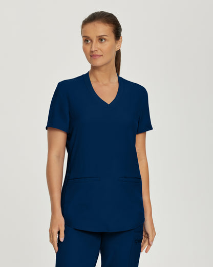 LT100 White Cross Landau Forward - Rib Knit V-neck Top