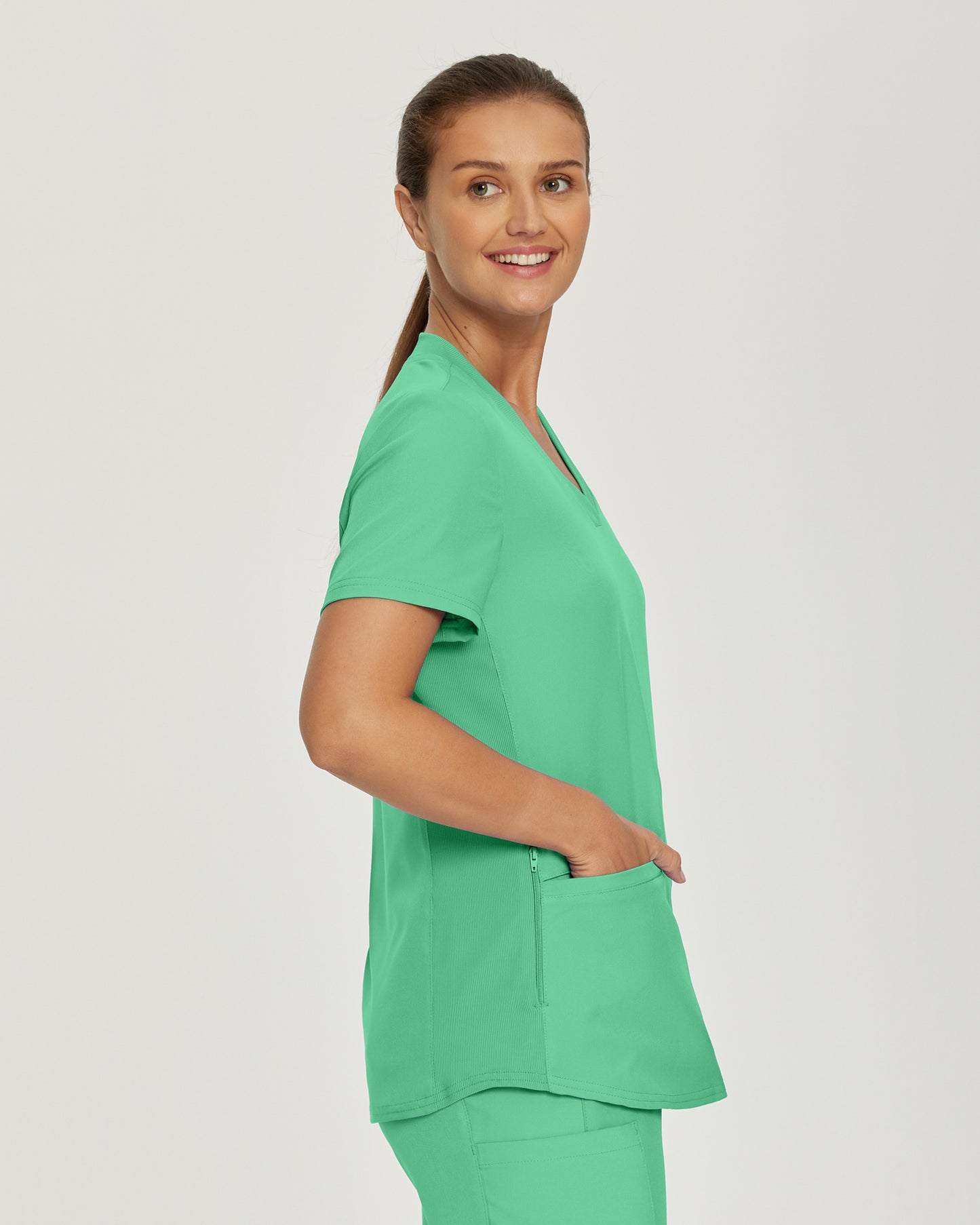 LT100 White Cross Landau Forward - Rib Knit V-neck Top