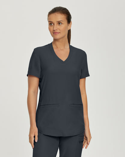 LT100 White Cross Landau Forward - Rib Knit V-neck Top