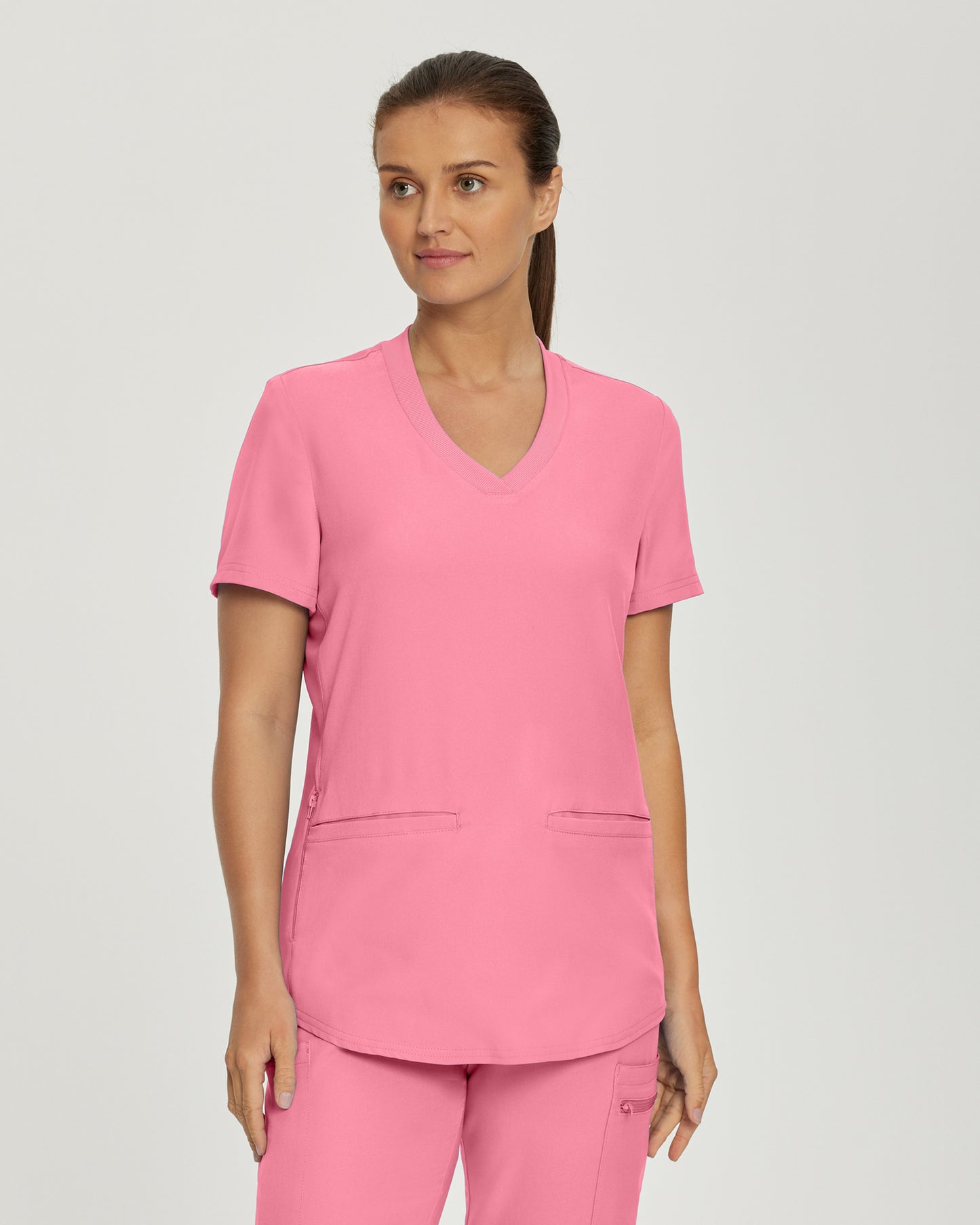LT100 White Cross Landau Forward - Rib Knit V-neck Top