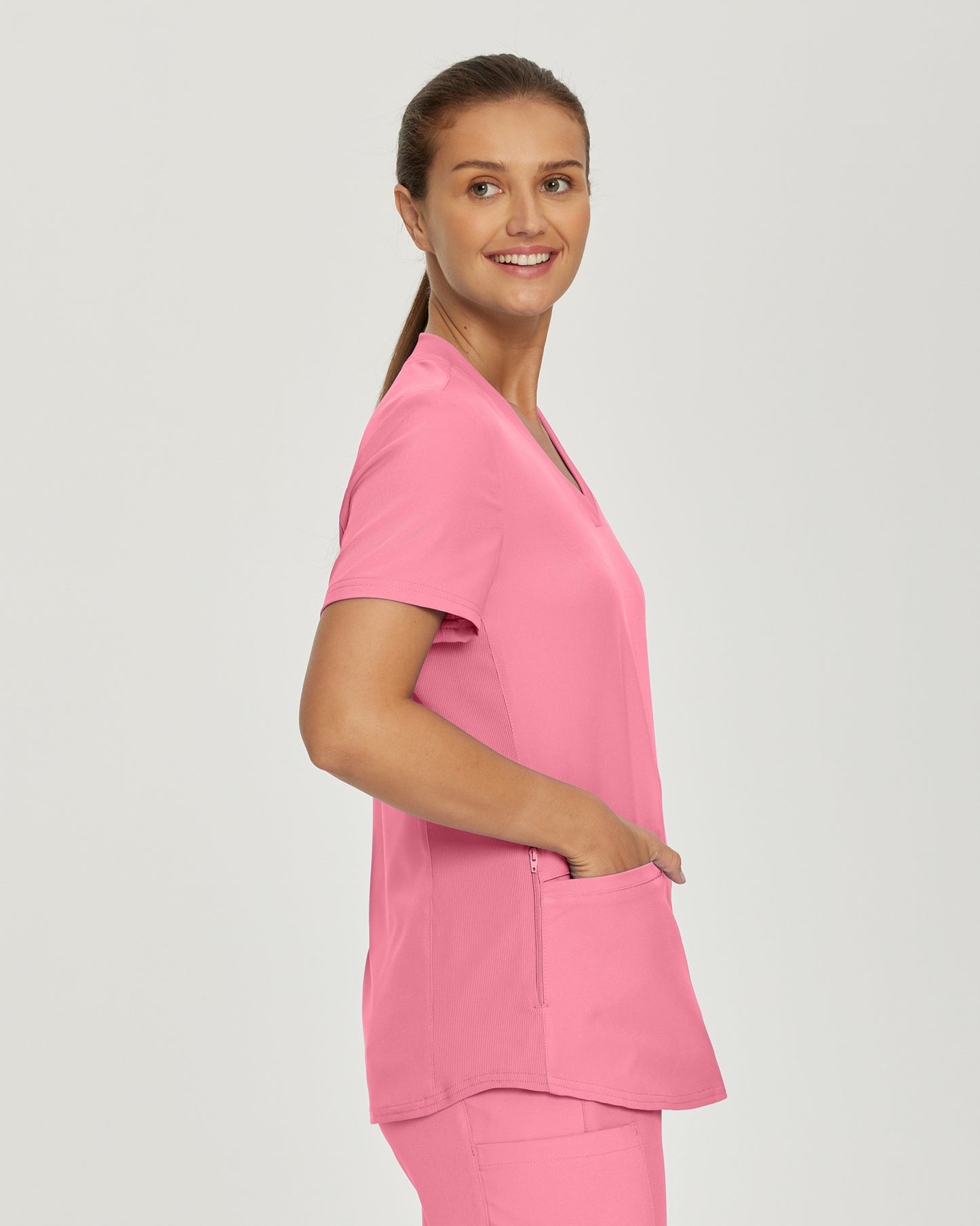 LT100 White Cross Landau Forward - Rib Knit V-neck Top