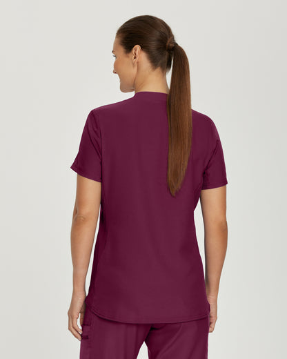 LT100 White Cross Landau Forward - Rib Knit V-neck Top