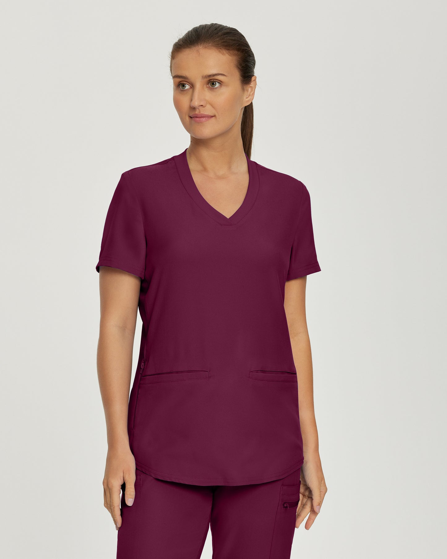LT100 White Cross Landau Forward - Rib Knit V-neck Top