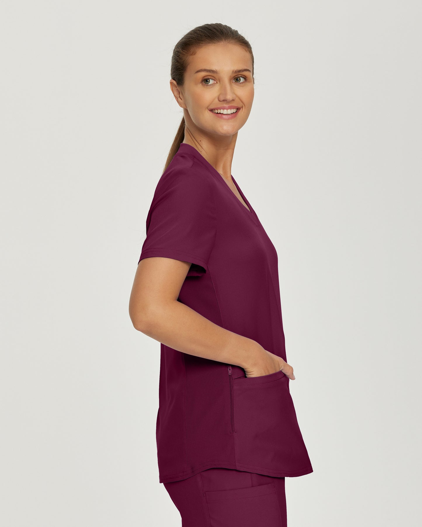 LT100 White Cross Landau Forward - Rib Knit V-neck Top