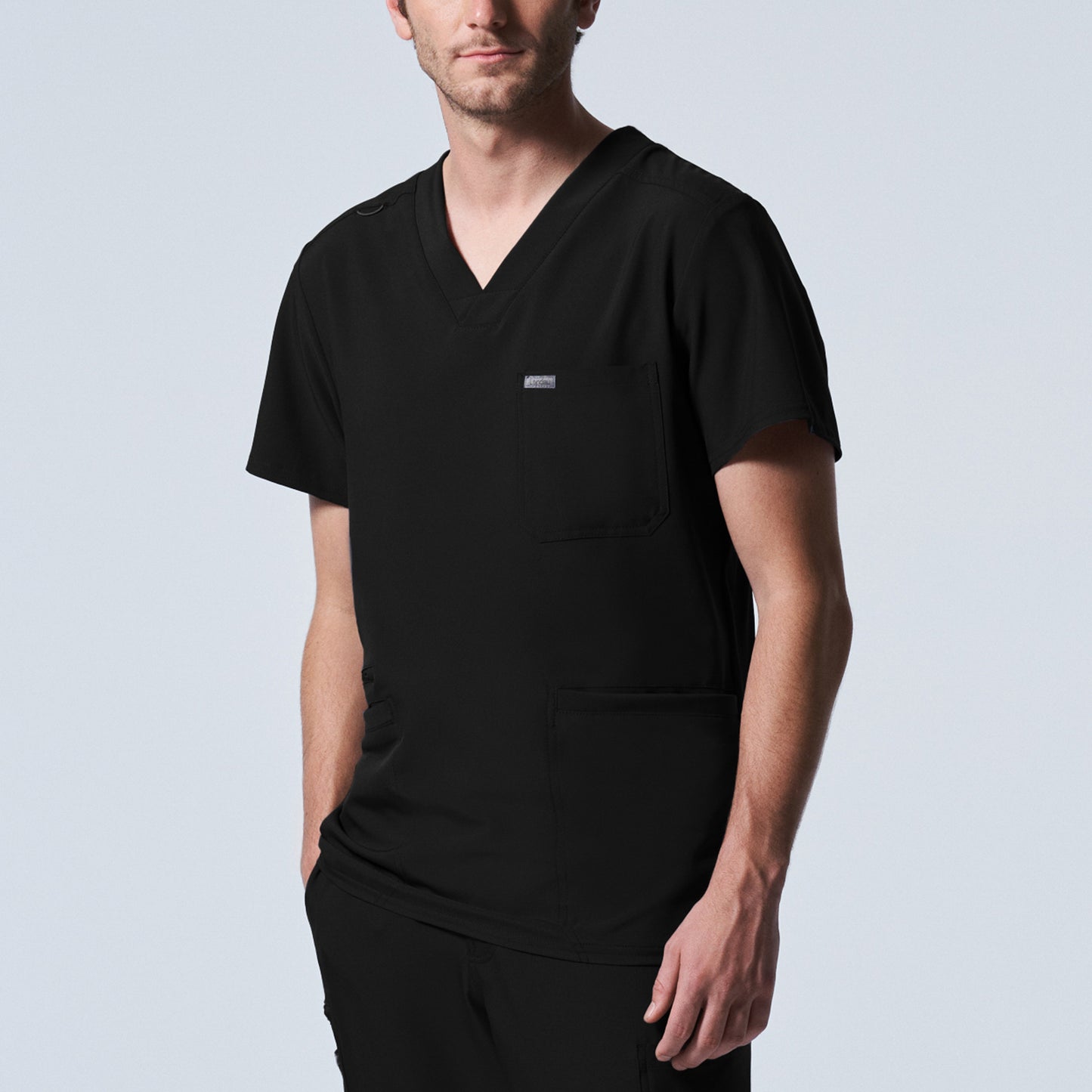 LT110: White Cross Landau Forward Men's V Neck Scrub Top