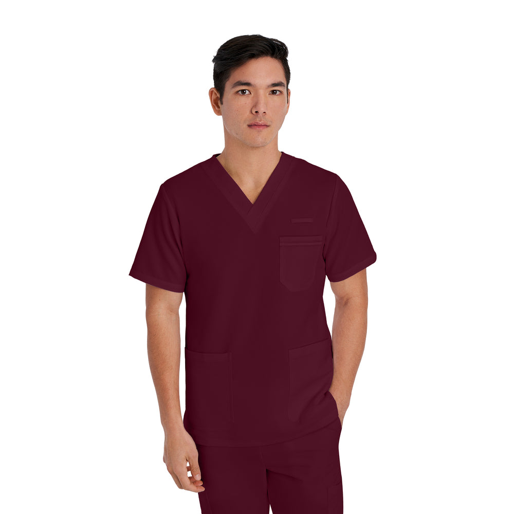 2207 Men's Detailed Scrub Top V-Tess