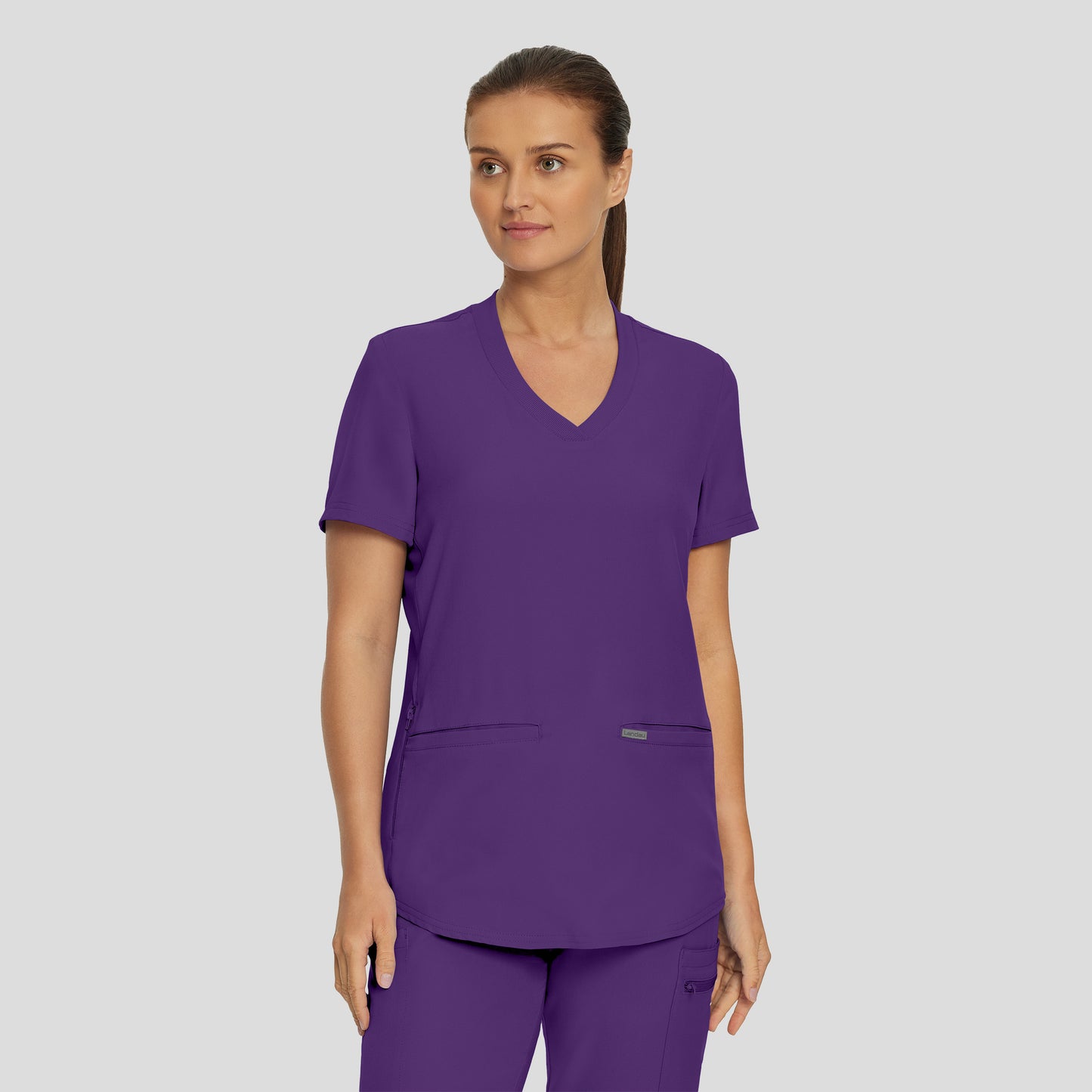 LT100 (Additional Colours) - Landau Forward Women's Rib Knit V-Neck Top