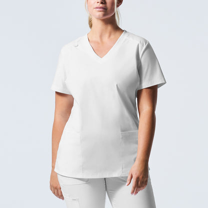 LT105 White Cross Landau Proflex Women's 3- Pocket V- Neck Scrub Top