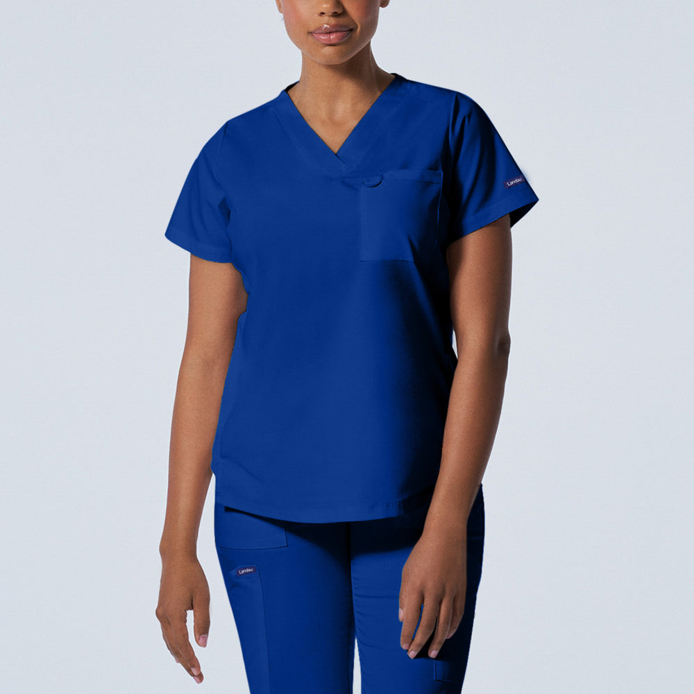 LT107 (Core Colours) - Women's 2-Pocket V-Neck Landau Proflex Scrub Top